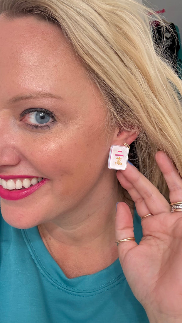 Acrylic Earrings - Mahjong