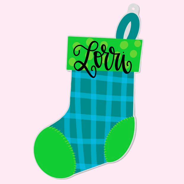 Green Stocking Personalized Ornament