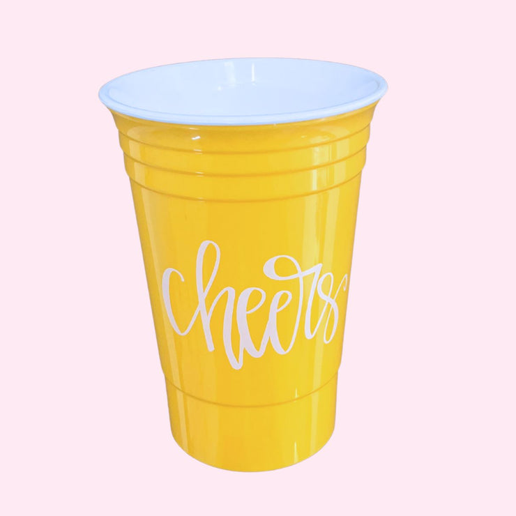Cup and Lid Set  - Yellow Cheers
