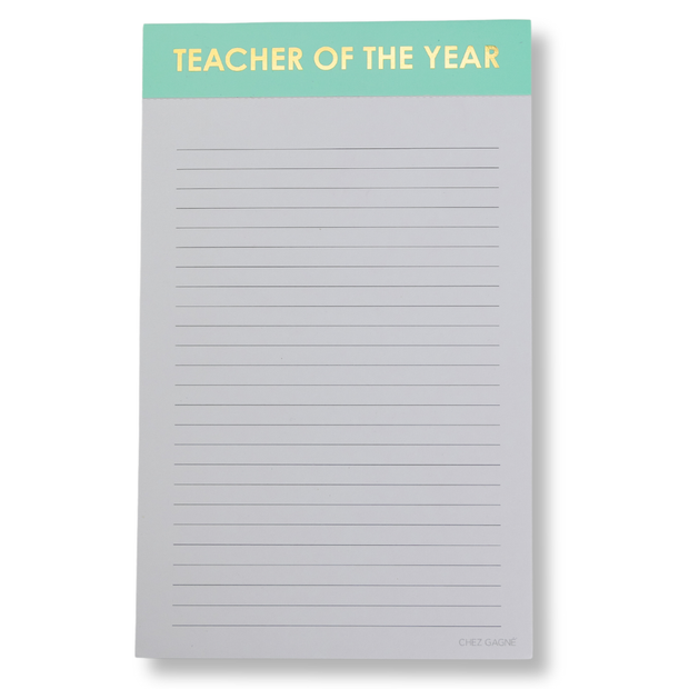 Teacher Of The Year - Lined Notepad - Perforated Sheets - Light Blue