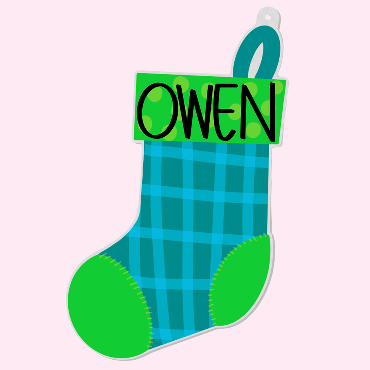 Green Stocking Personalized Ornament
