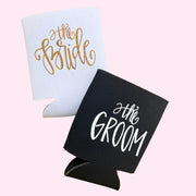 Bride and Groom Can Cooler Set