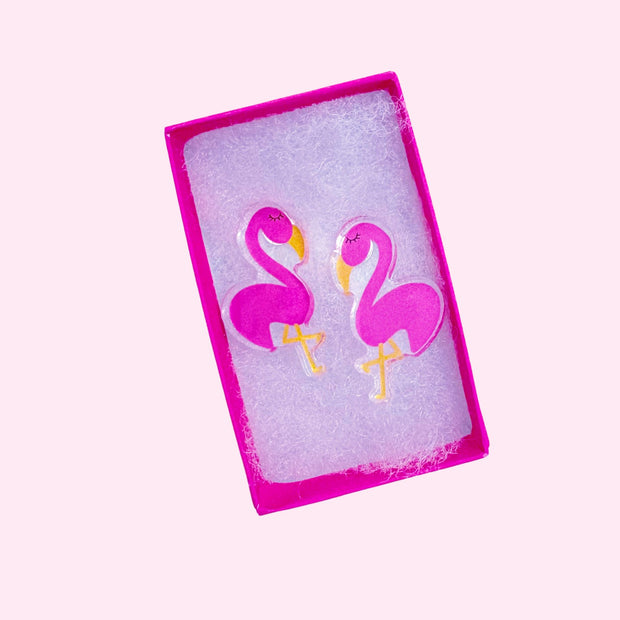 Acrylic Earrings - Flamingo