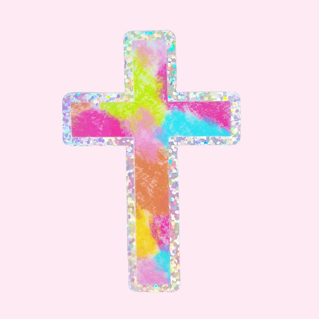 Sticker - Airbrush Cross Glitter