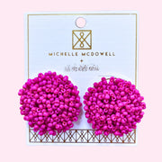 Earrings - Pink Beaded Studs