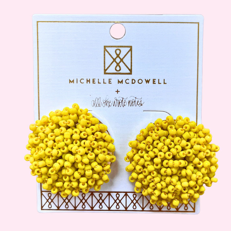 Earrings - Yellow Beaded Studs