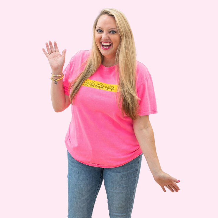 T-Shirt - Neon Pink Pencil Short Sleeve