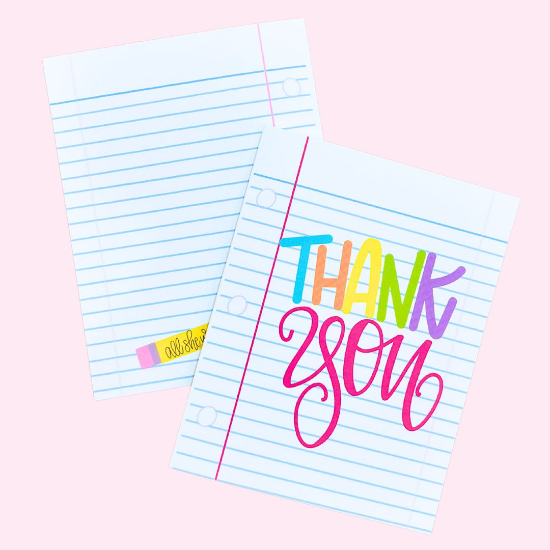 Note Card - Thank You Colorful – All She Wrote Notes