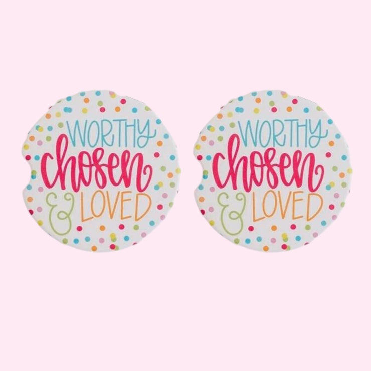 Car Coaster Set - Worthy Chosen and Loved