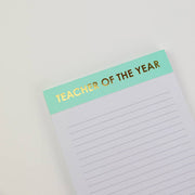 Teacher Of The Year - Lined Notepad - Perforated Sheets - Light Blue