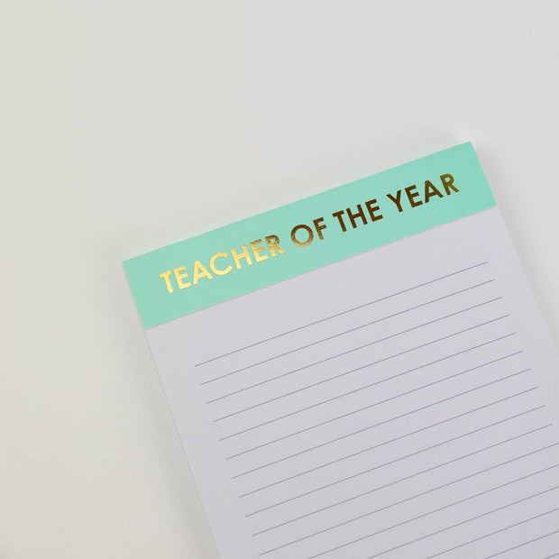 Teacher Of The Year - Lined Notepad - Perforated Sheets - Light Blue