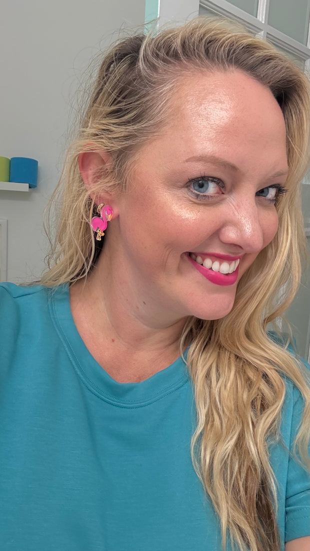 Acrylic Earrings - Flamingo