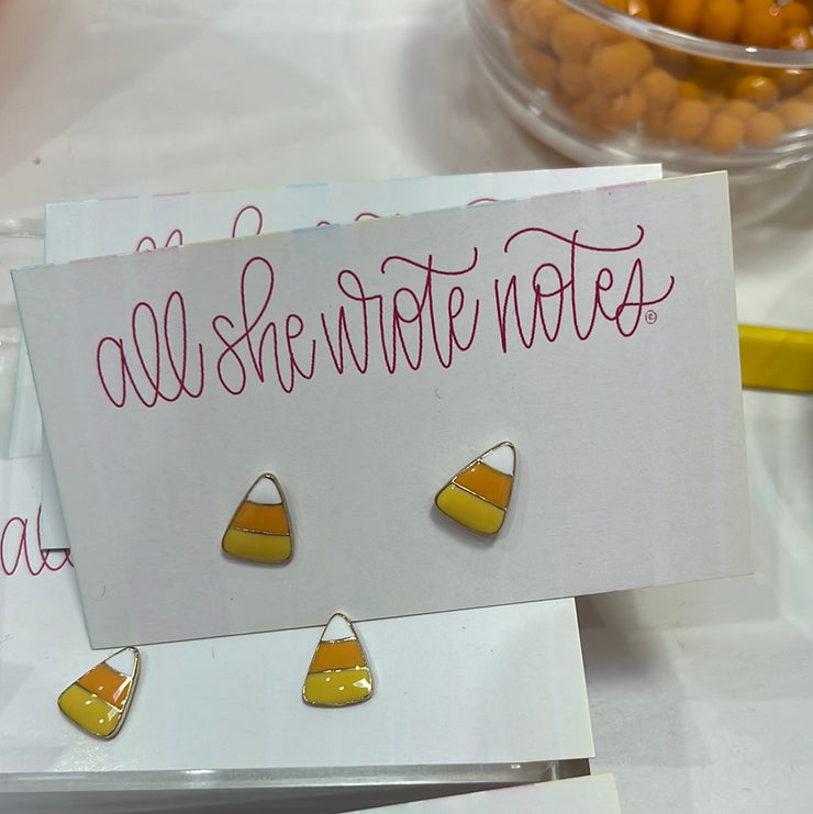 Earrings - Candy Corn Enamel Stud