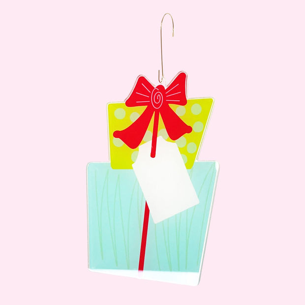 Teal and Lime Personalized Present Ornament