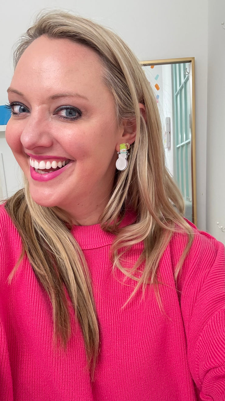 Acrylic Earrings - Snowman