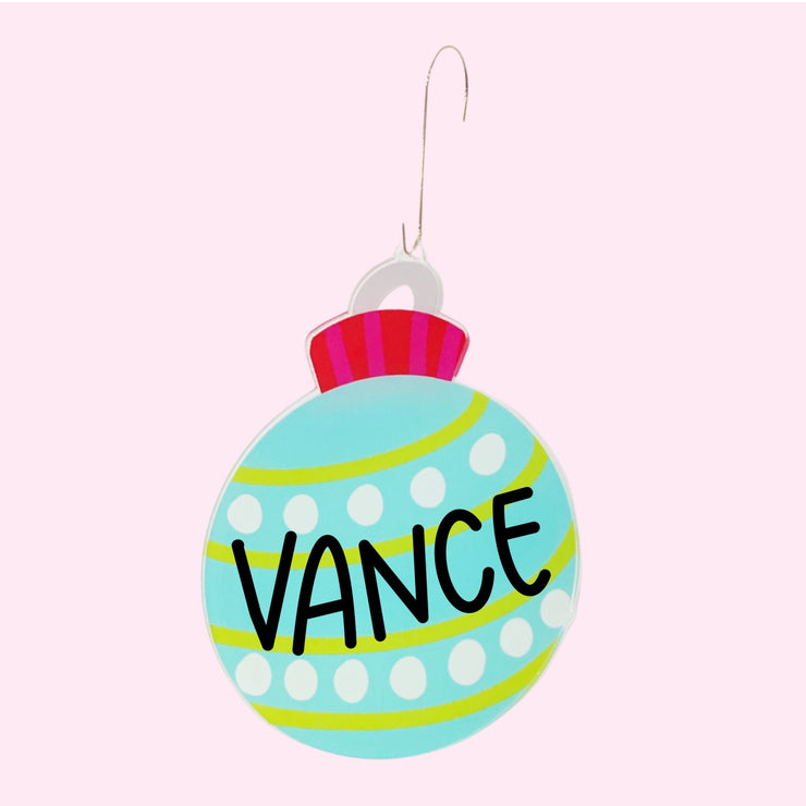 Teal and Lime Ball Personalized Ornament