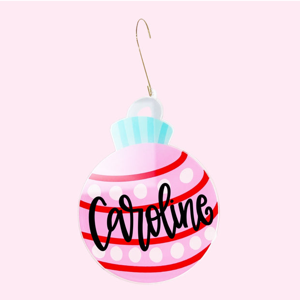 Pink and Red Ball Personalized Ornament