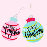 Pink and Red Ball Personalized Ornament
