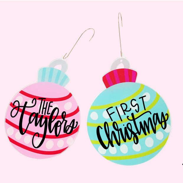 Pink and Red Ball Personalized Ornament