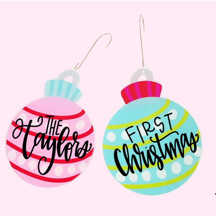 Teal and Lime Ball Personalized Ornament