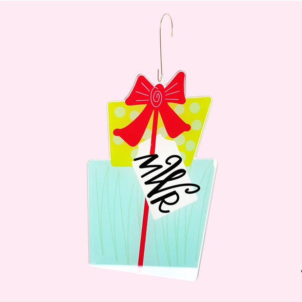 Teal and Lime Personalized Present Ornament