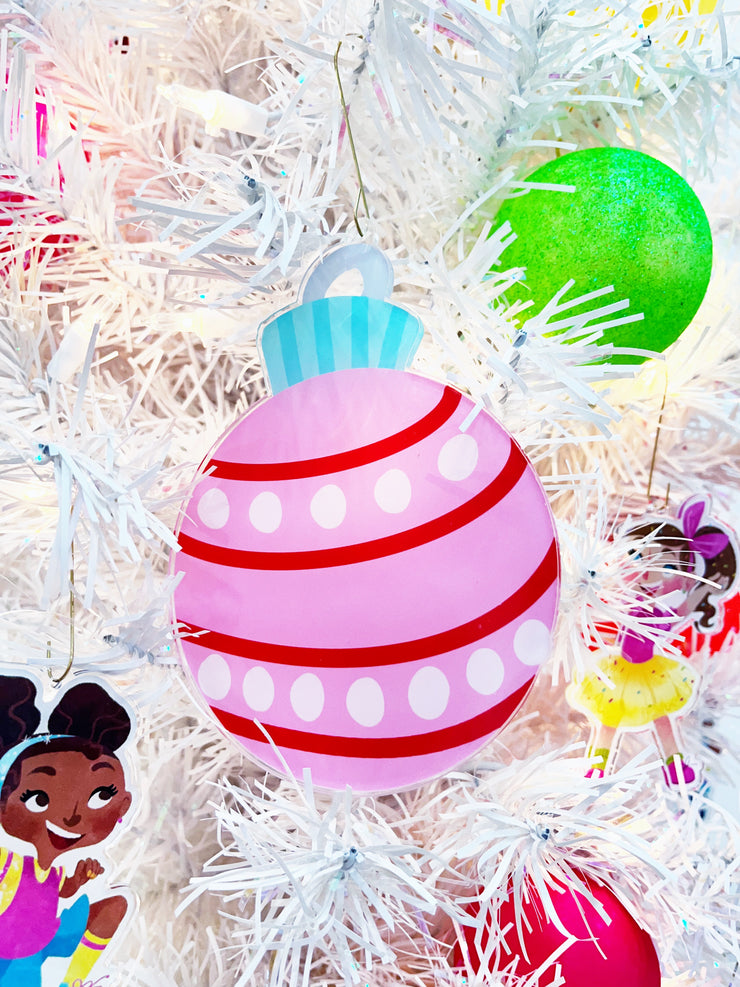 Pink and Red Ball Personalized Ornament