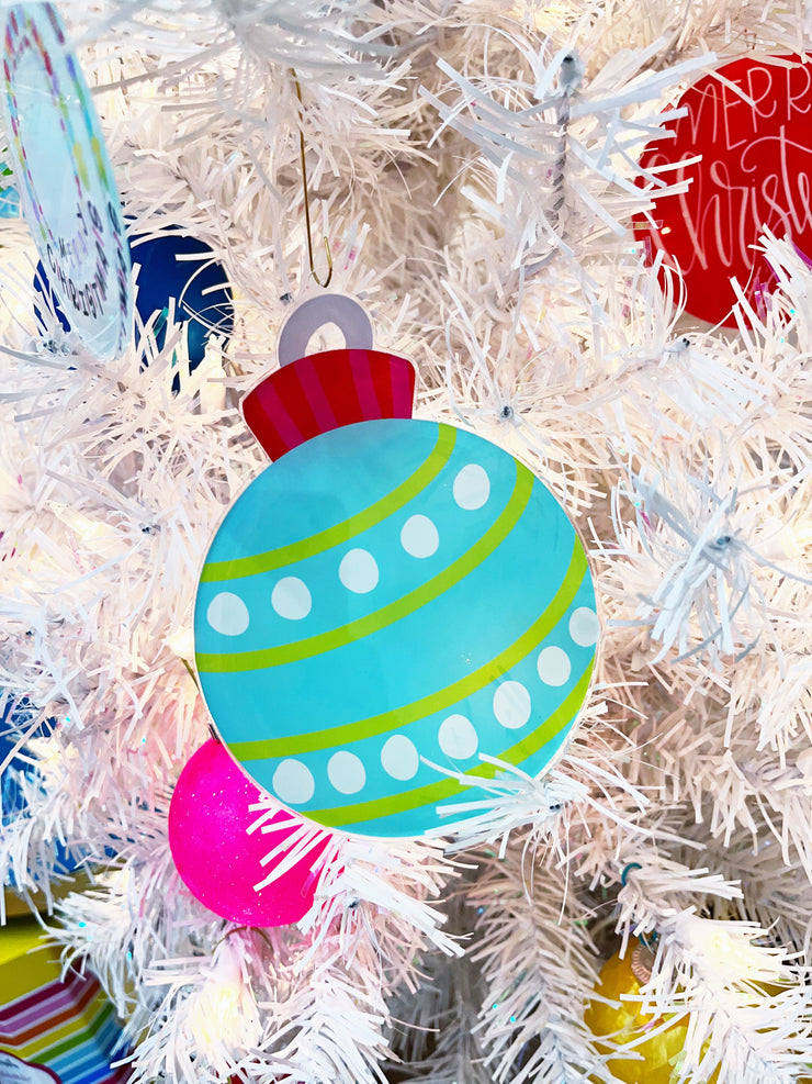 Teal and Lime Ball Personalized Ornament