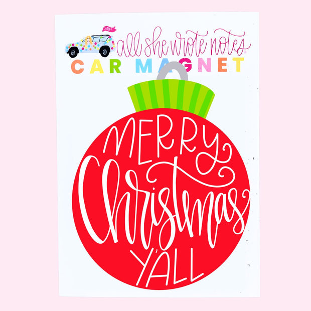 Car Magnet - Merry Christmas Y'all Ball
