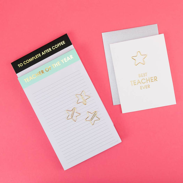 Teacher Of The Year - Lined Notepad - Perforated Sheets - Light Blue