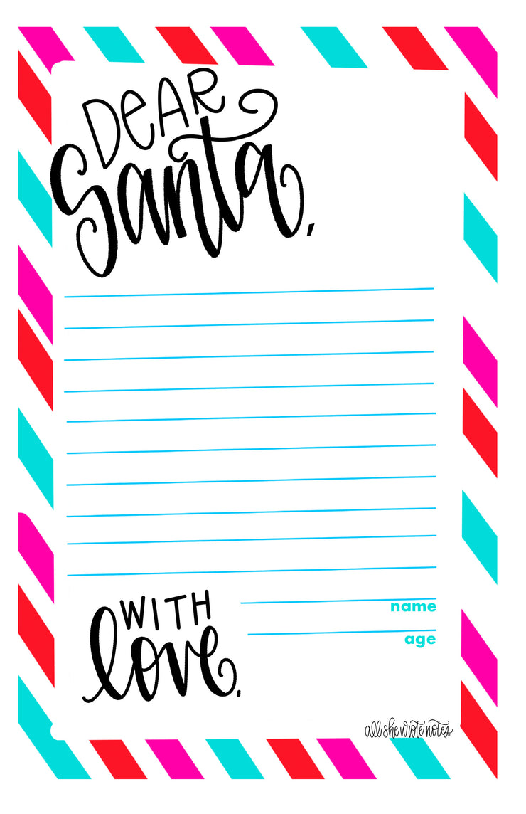 Free Wishlist Template - Dear Santa