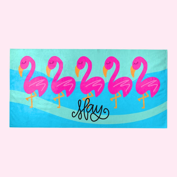 Flamingo Beach Towel - Personalized