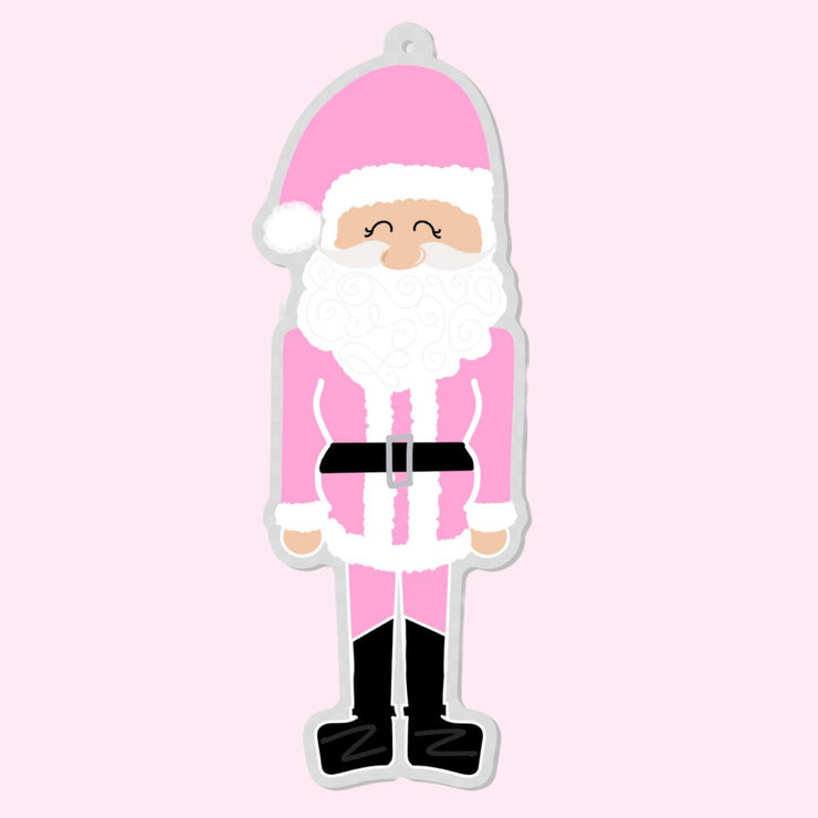 Standing Pink Santa Ornament