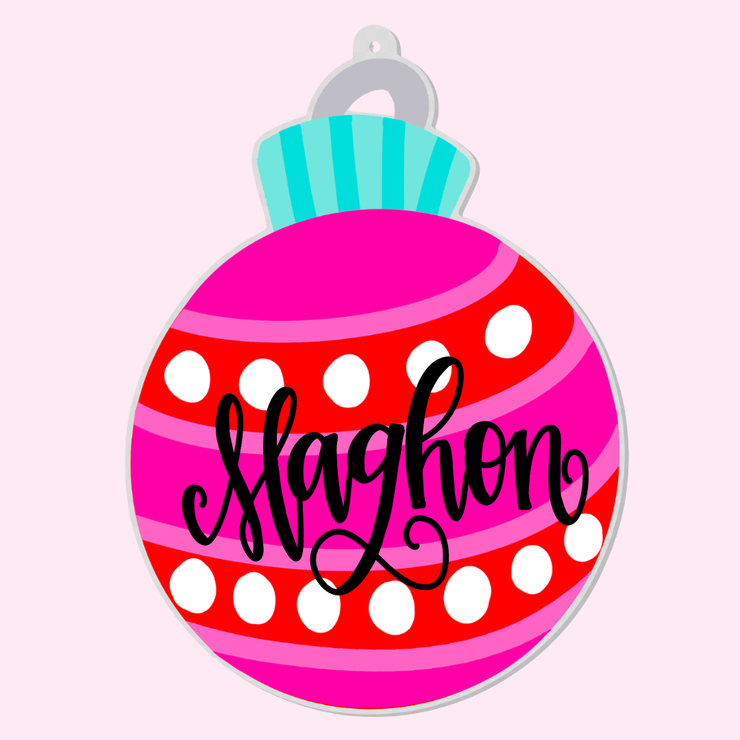 Pink and Red Ball Personalized Ornament