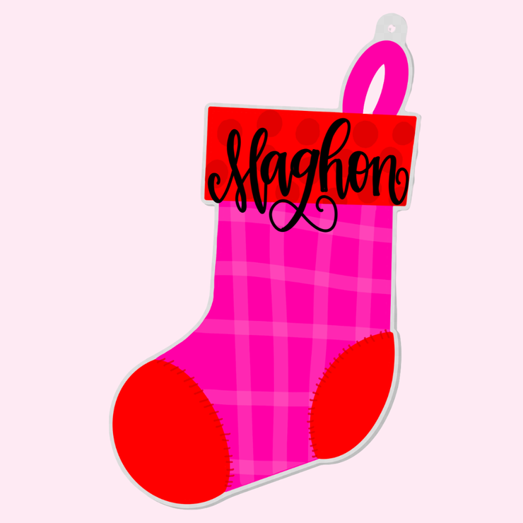 Pink Stocking Personalized Ornament