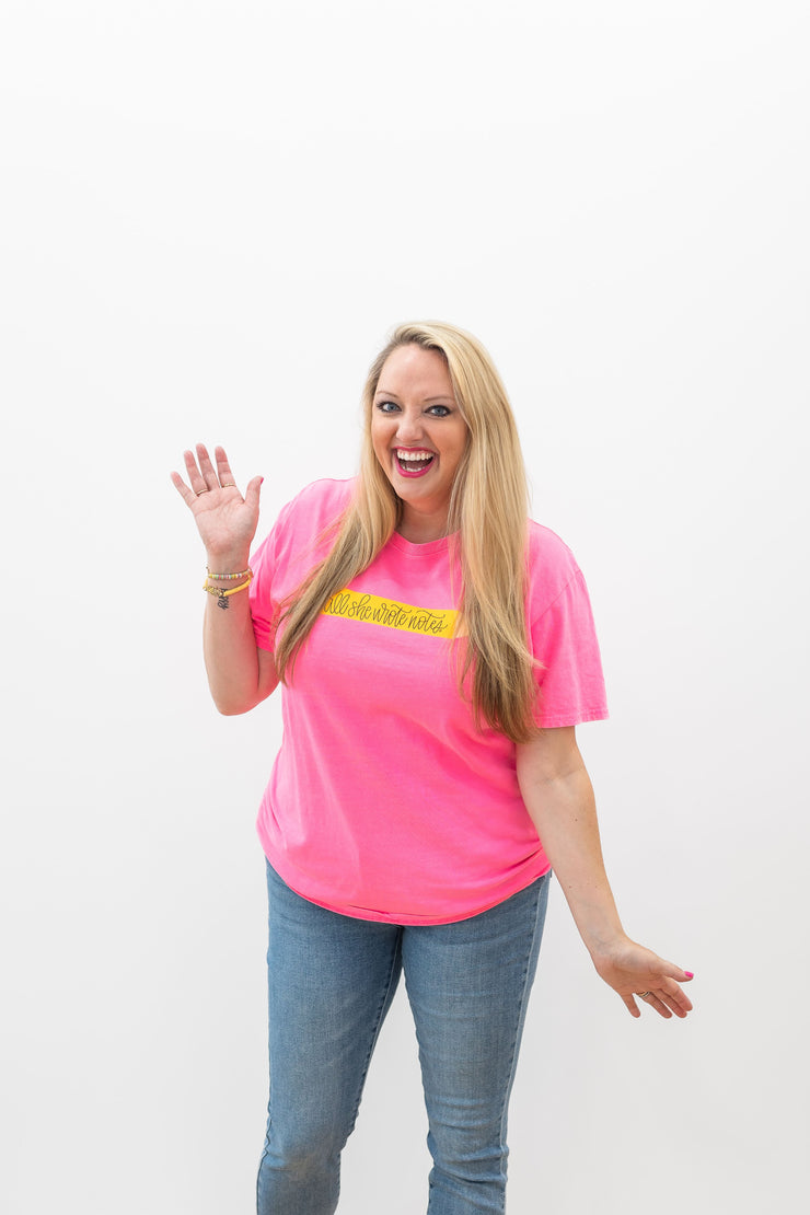 T-Shirt - Neon Pink Pencil Short Sleeve