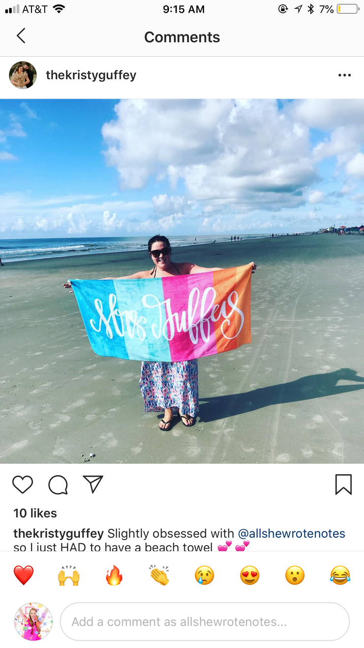 Beach Towel - Custom Name Personalized (6 Colorways)