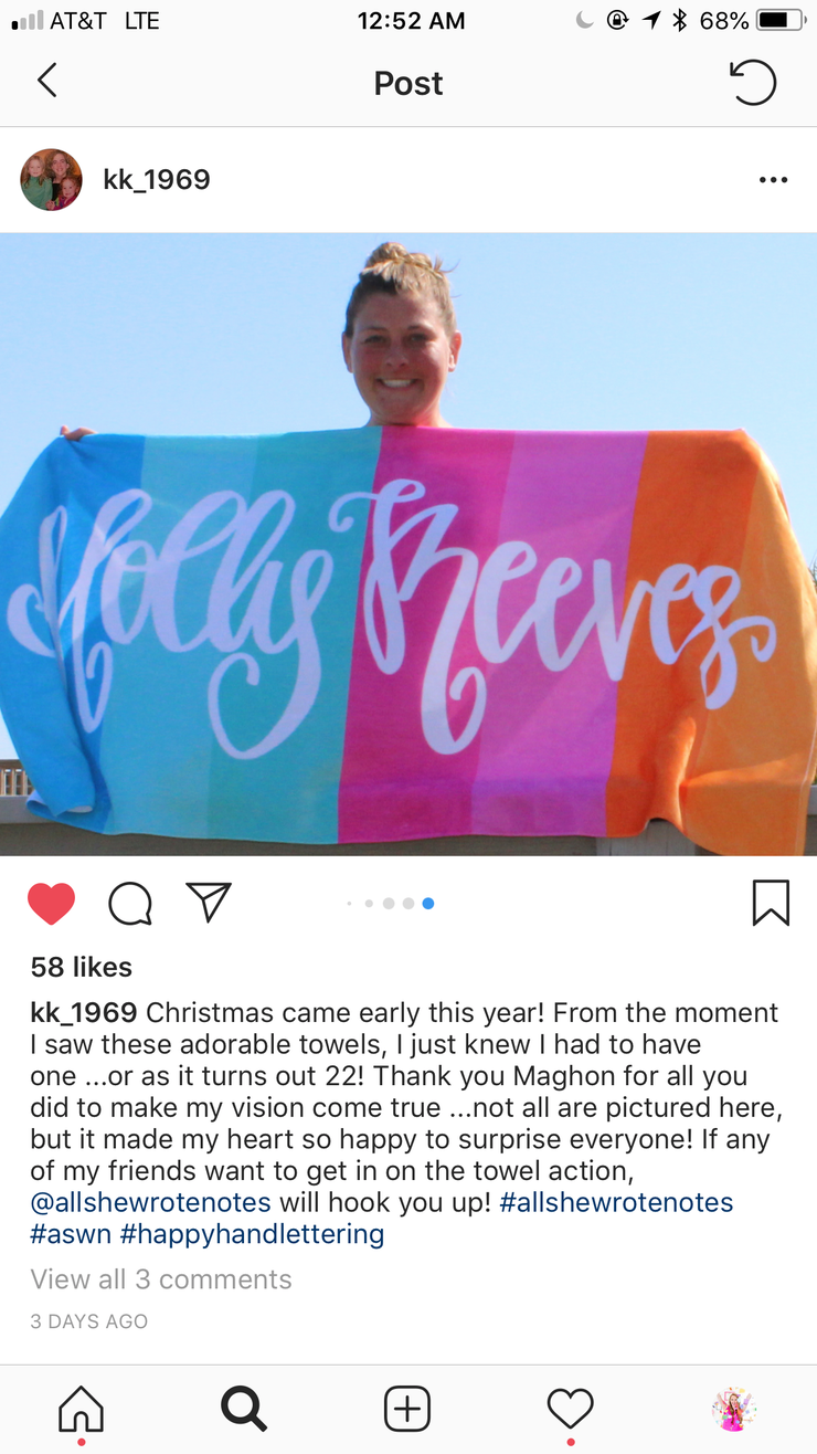 Beach Towel - Custom Name Personalized (6 Colorways)
