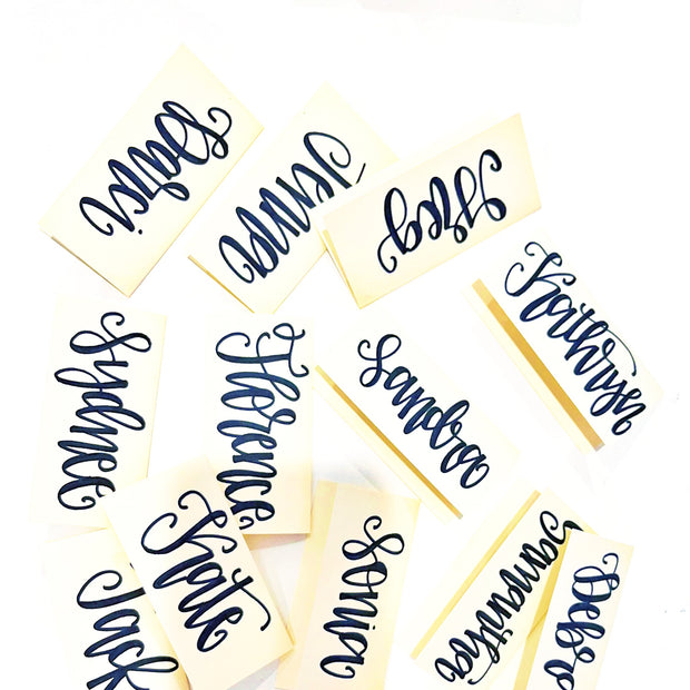 Hand Lettering on Cream Place Cards
