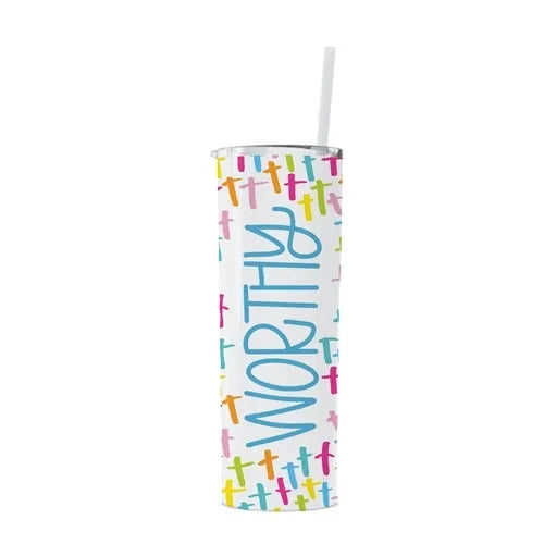Tumbler - Worthy Skinny Stainless (Cross Confetti)